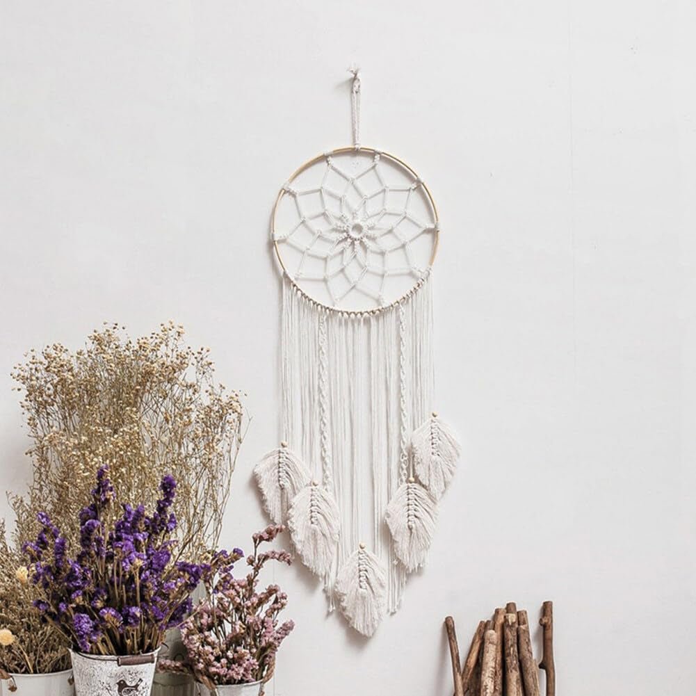 Tapiserie dreamcatcher alb mare facut manual tassel Casa - Accesorii si Decoratiuni Naty Shop