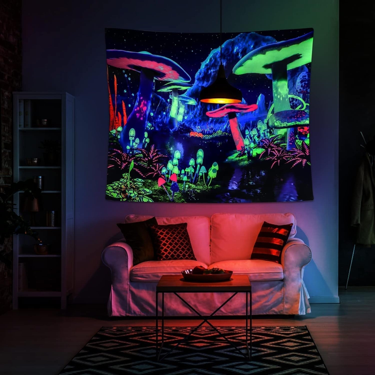 Tapiserie dremisland blacklight mushroom psychedelic reactive galaxy wall Casa - Accesorii si Decoratiuni Naty Shop