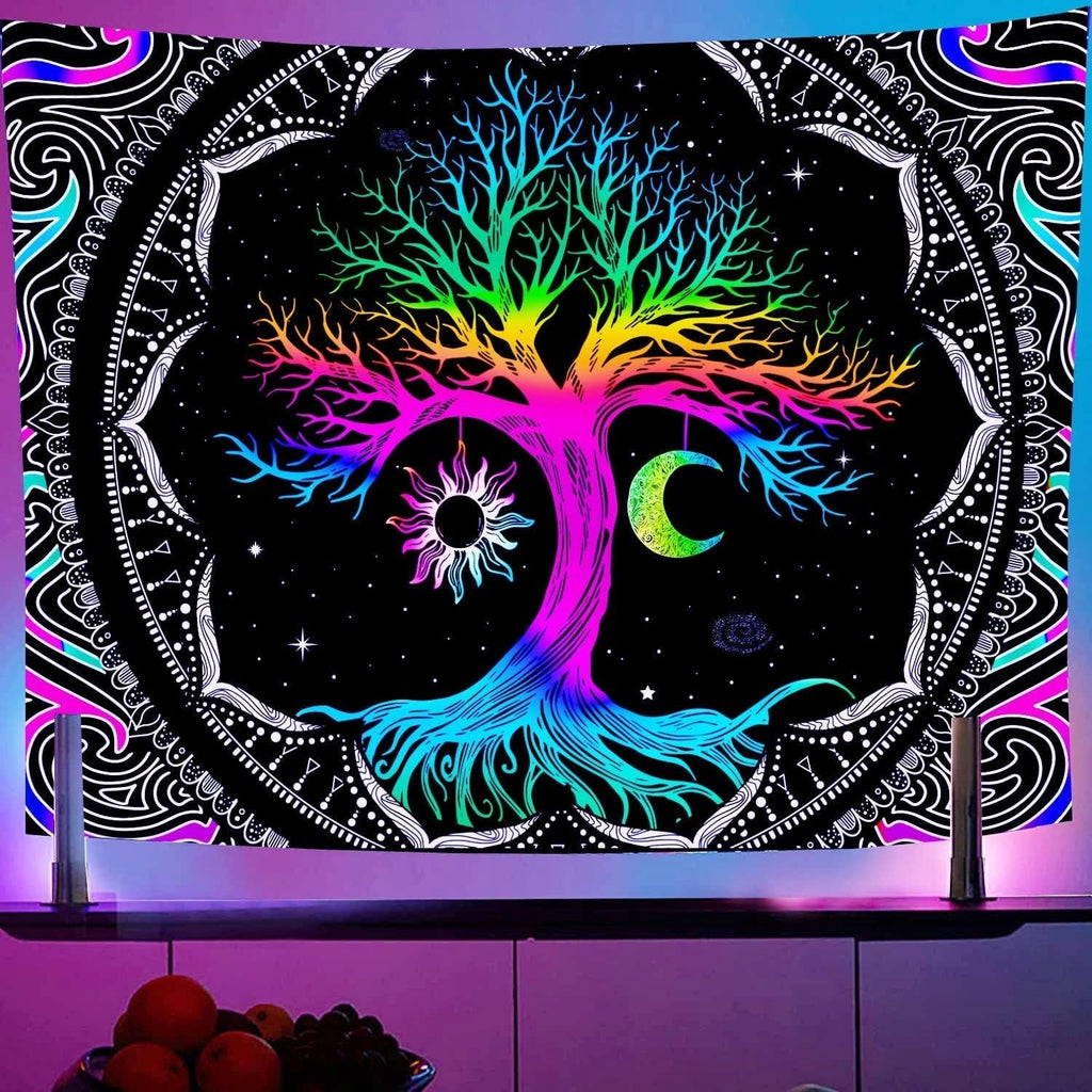 Tapiserie fluorescent tree life psychedelic moon Casa - Accesorii si Decoratiuni Naty Shop Default Title