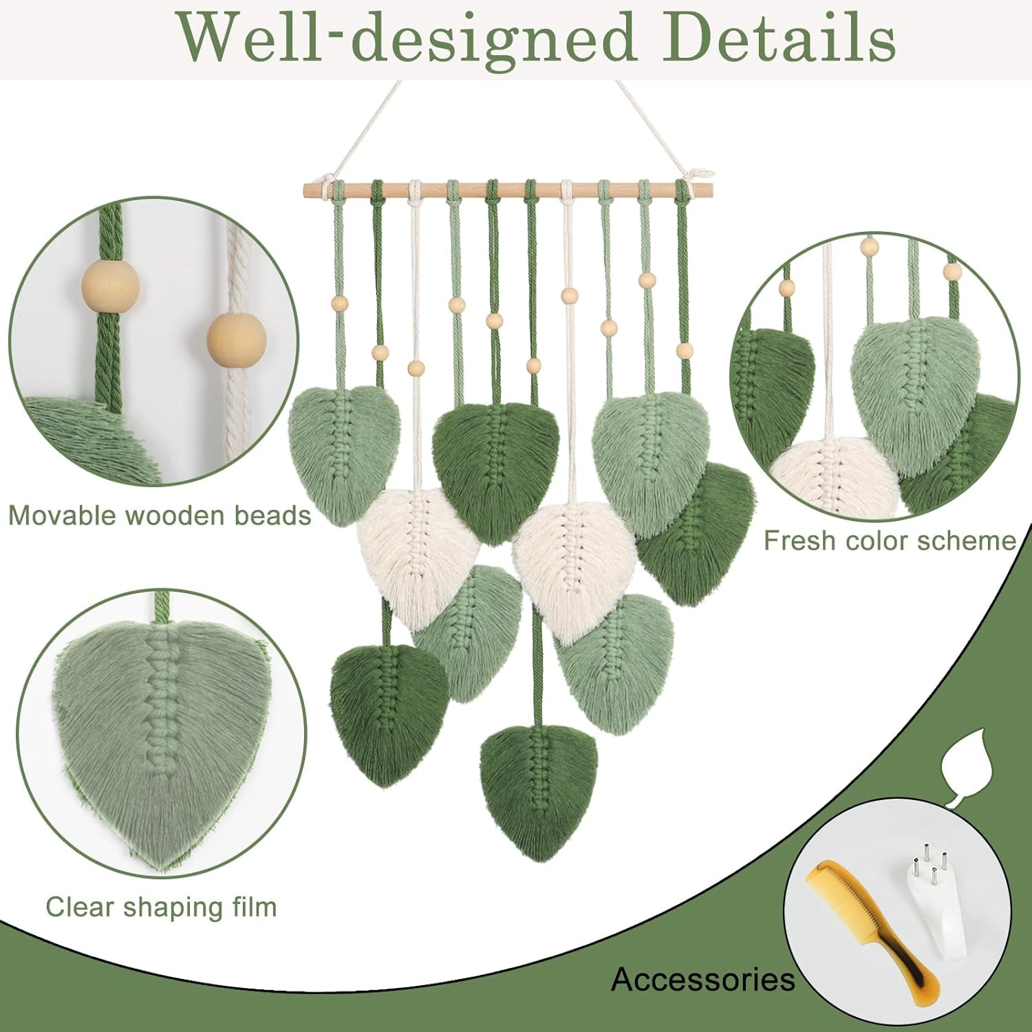 Tapiserie franghie bumbac facuta manual plante decorative nunta Casa - Accesorii si Decoratiuni Naty Shop