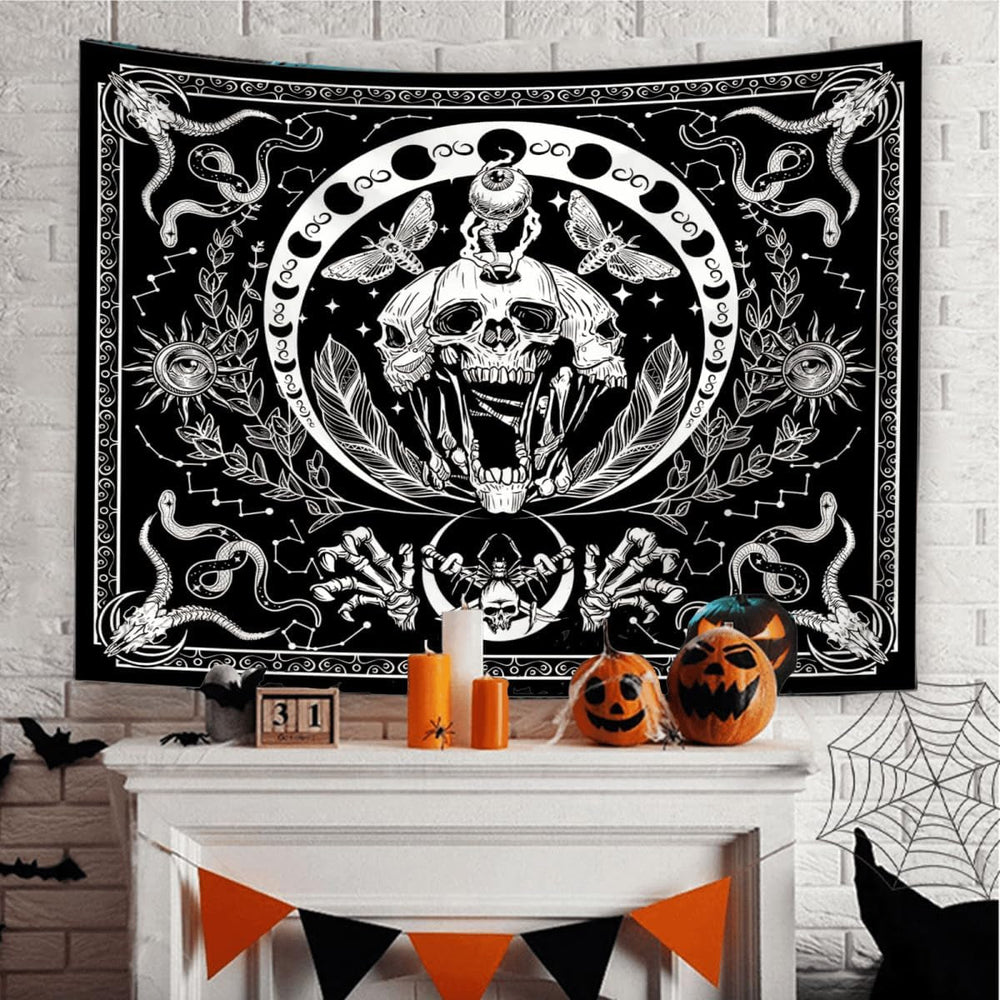 Tapiserie gothic halloween banner negru alb Casa - Accesorii si Decoratiuni Naty Shop