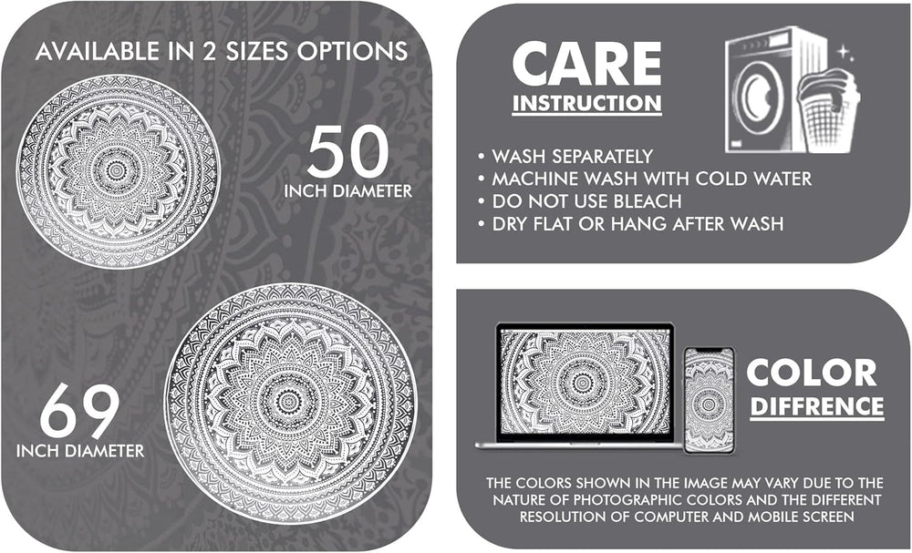 Tapiserie india beach towel round mandala hippielarge indian Casa - Accesorii si Decoratiuni Naty Shop