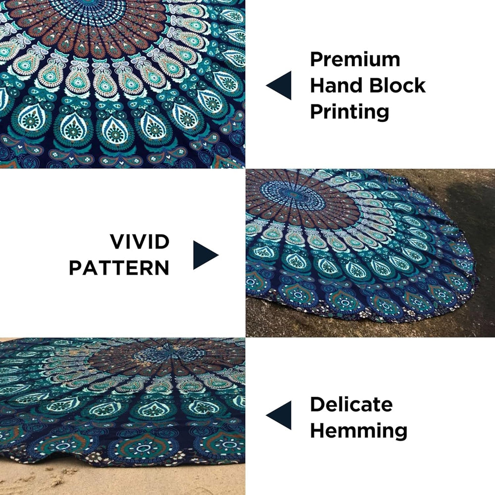 Tapiserie india prosop plaja rotund mandala hippielarge indian Casa - Accesorii si Decoratiuni Naty Shop