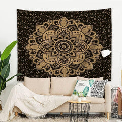 Tapiserie majami mandala indian negru aur poliester panza Casa - Accesorii si Decoratiuni Naty Shop