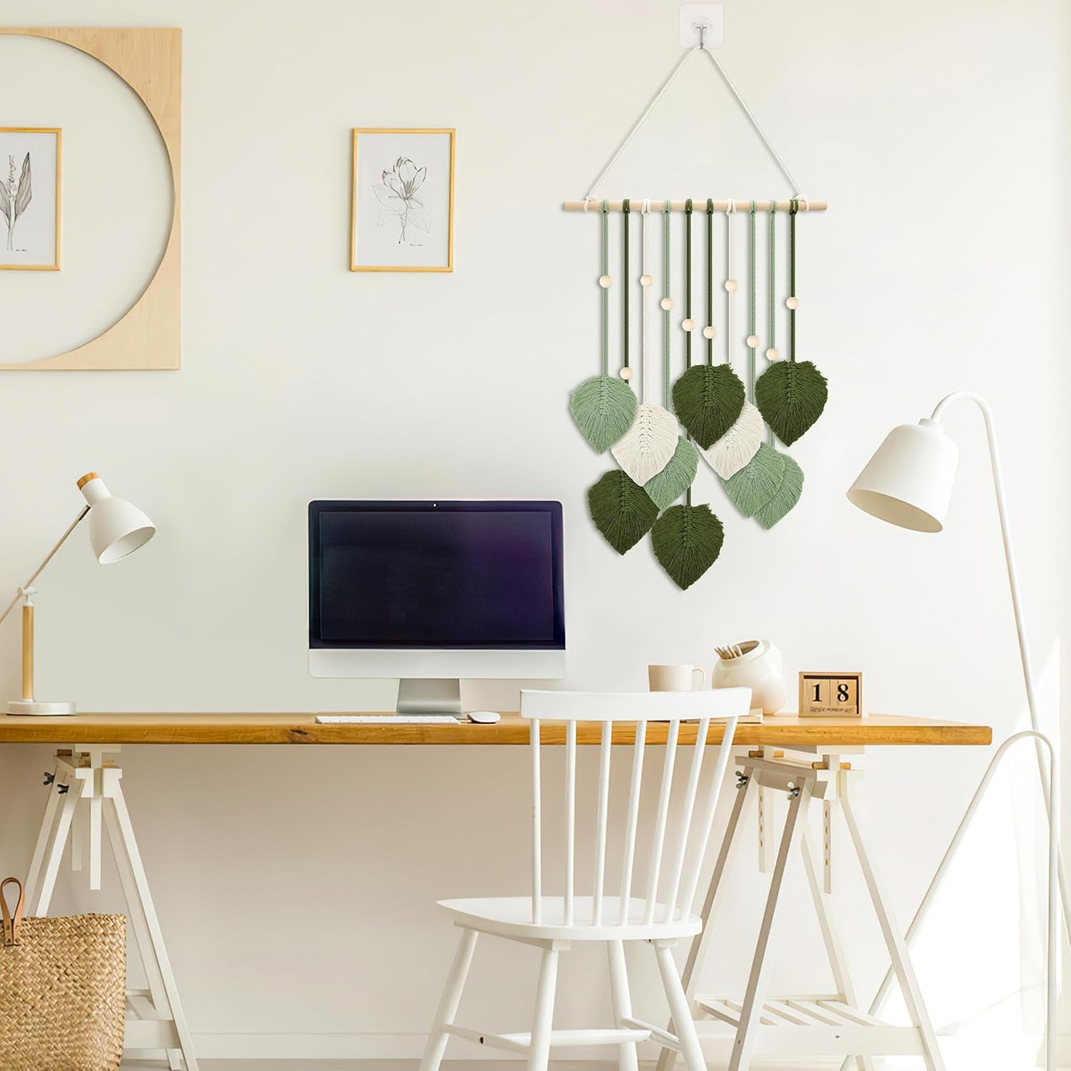 Tapiserie margele lemn frunze verzi carlig Casa - Accesorii si Decoratiuni Naty Shop