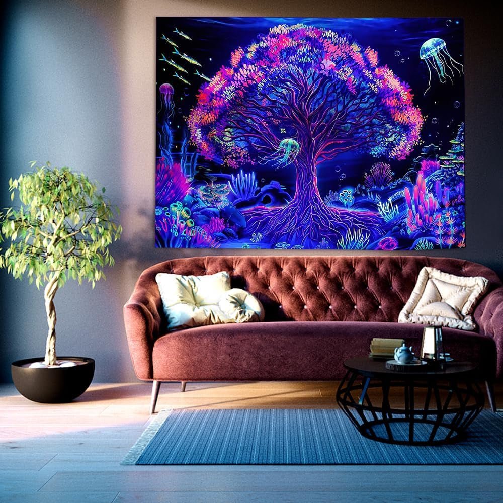 Tapiserie suaywo psychedelic fluorescent tree life camera Casa - Accesorii si Decoratiuni Naty Shop