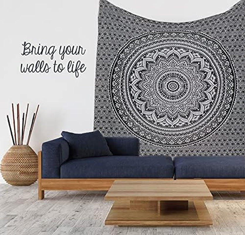 Tapiserie tapiterie mandala grey black wall cloth Casa - Accesorii si Decoratiuni Naty Shop