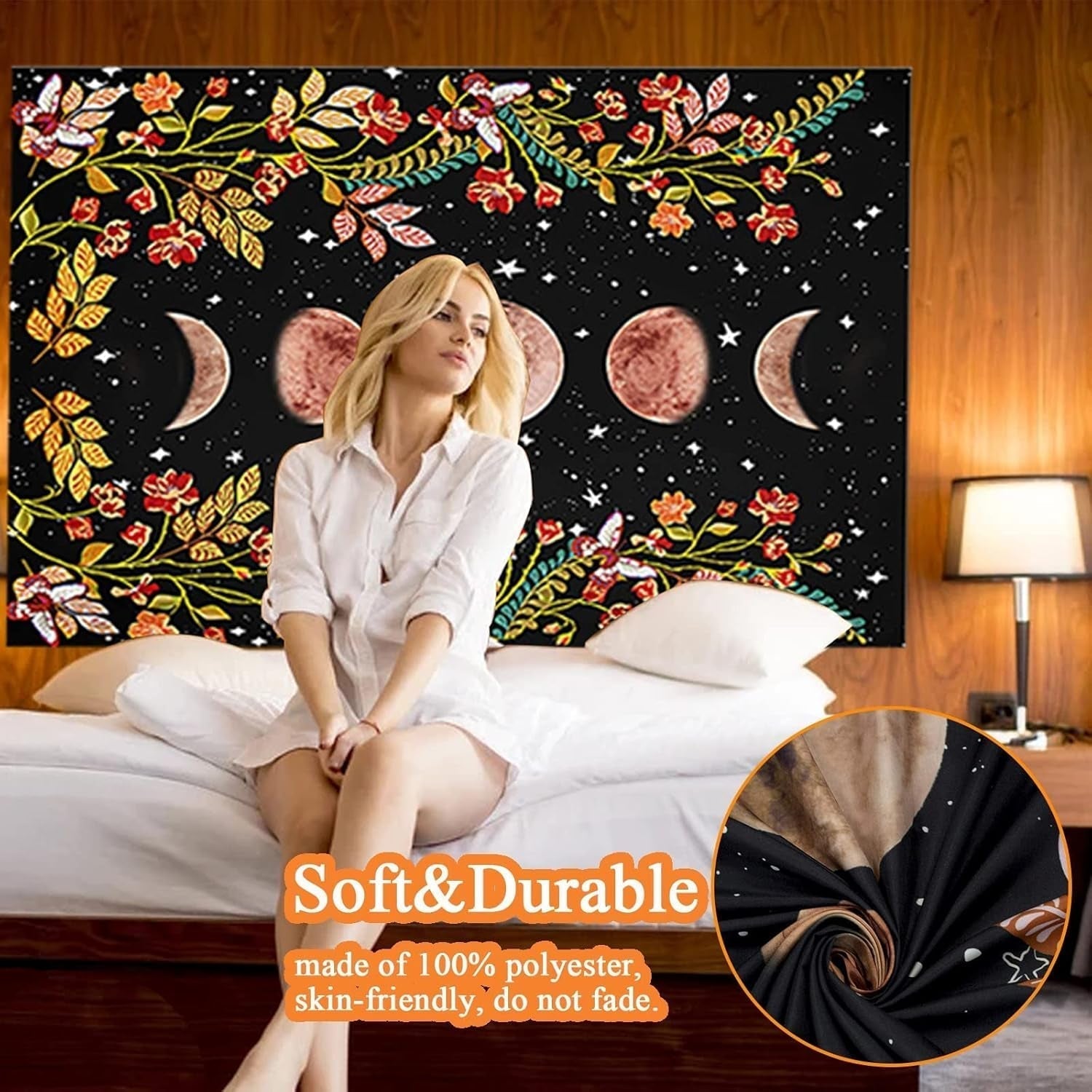 Tapiserie yisumei estetica luna flori negru dimensiune Casa - Accesorii si Decoratiuni Naty Shop