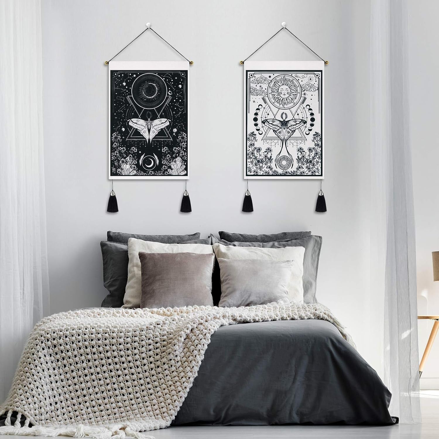 Tapiserie yugarlibi 2pcs tapiserii mici hanging luna soarele Casa - Accesorii si Decoratiuni Naty Shop