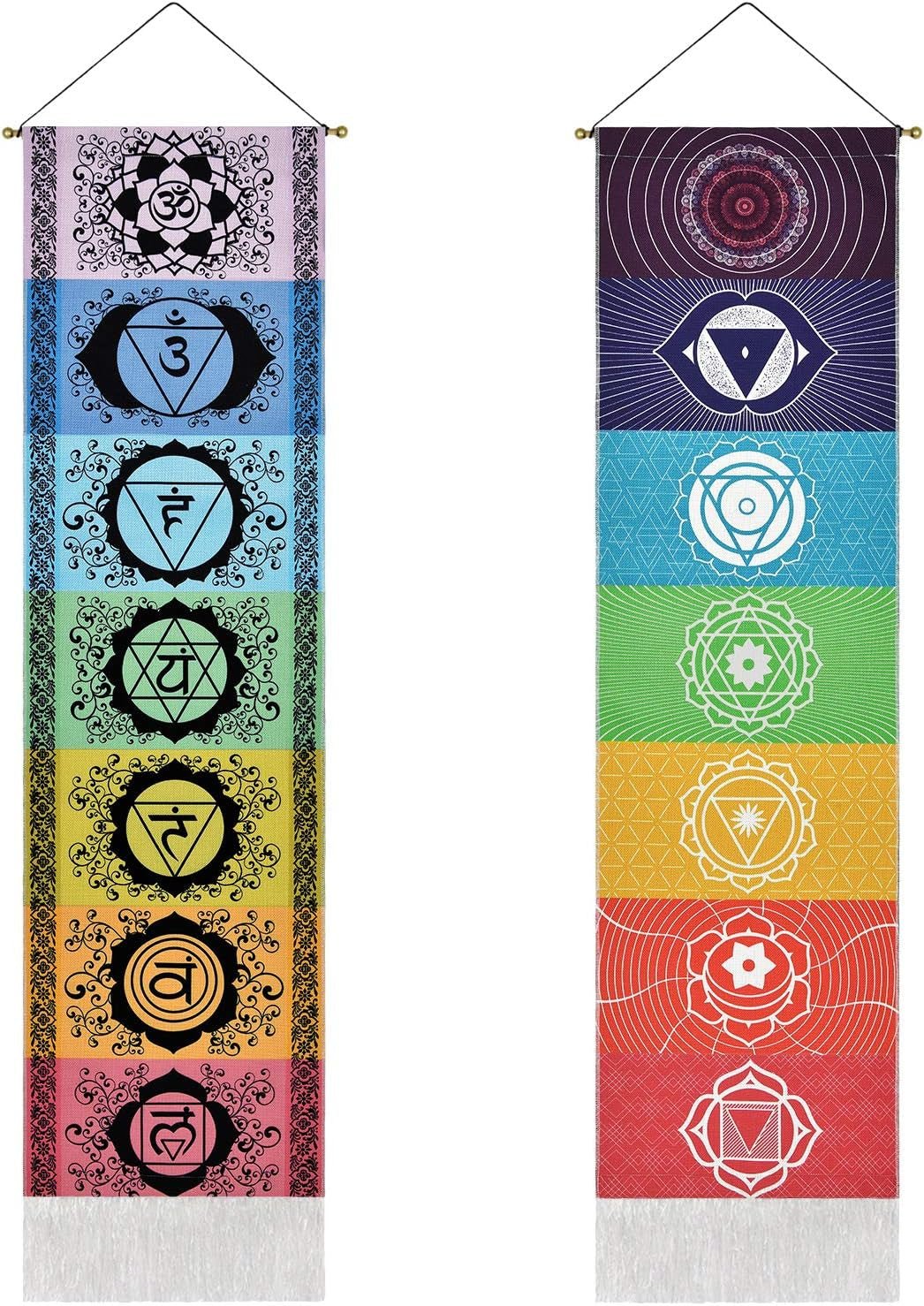 Tapiserie yugarlibi set agataturi chakra meditatie yoga trippy Casa - Accesorii si Decoratiuni Naty Shop Chakra albă și neagră 130X32.5Cm