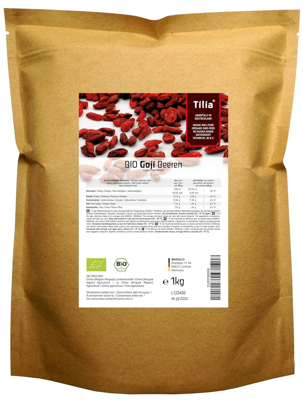 Tilia BIO Goji fructe de padure 1 kg Produse deshidratate Naty Shop 1 kg (1 pachet)