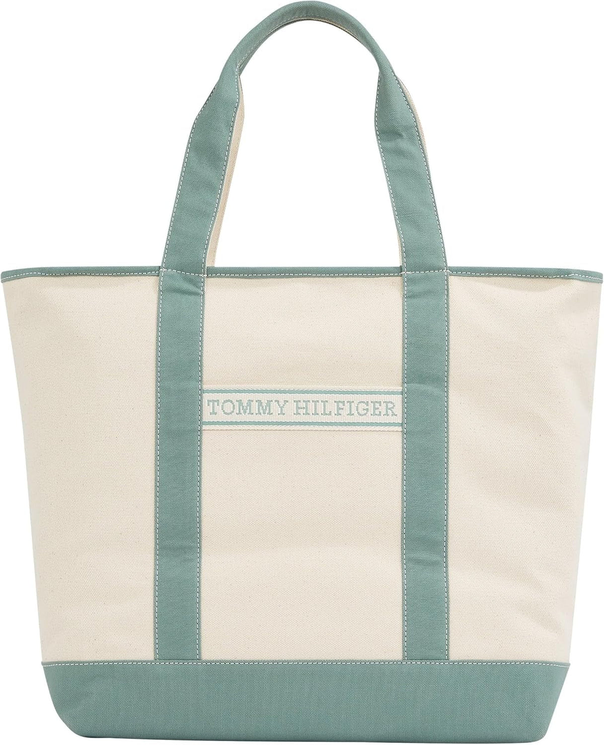 TOMMY HILFIGER Femeii Th Vara Canvas Tote Aw0aw17421 Tote sac Genti Femei Naty Shop Verde (Charming Green)