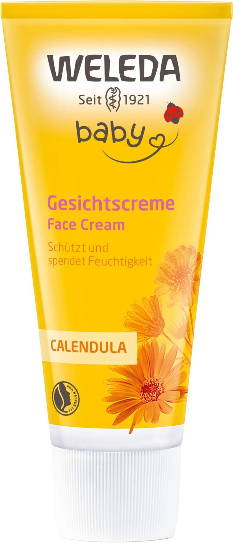WELEDA Organic Baby Calendula Face Cream - Cremă hidratantă cosmetică naturală cu ulei de migdale și ceară de albine pentru îngrijirea pielii uscate. Cremă naturală de îngrijire facială pentru bebeluși și copii (1x 50ml) Copii - Baie si Skincare Naty Shop