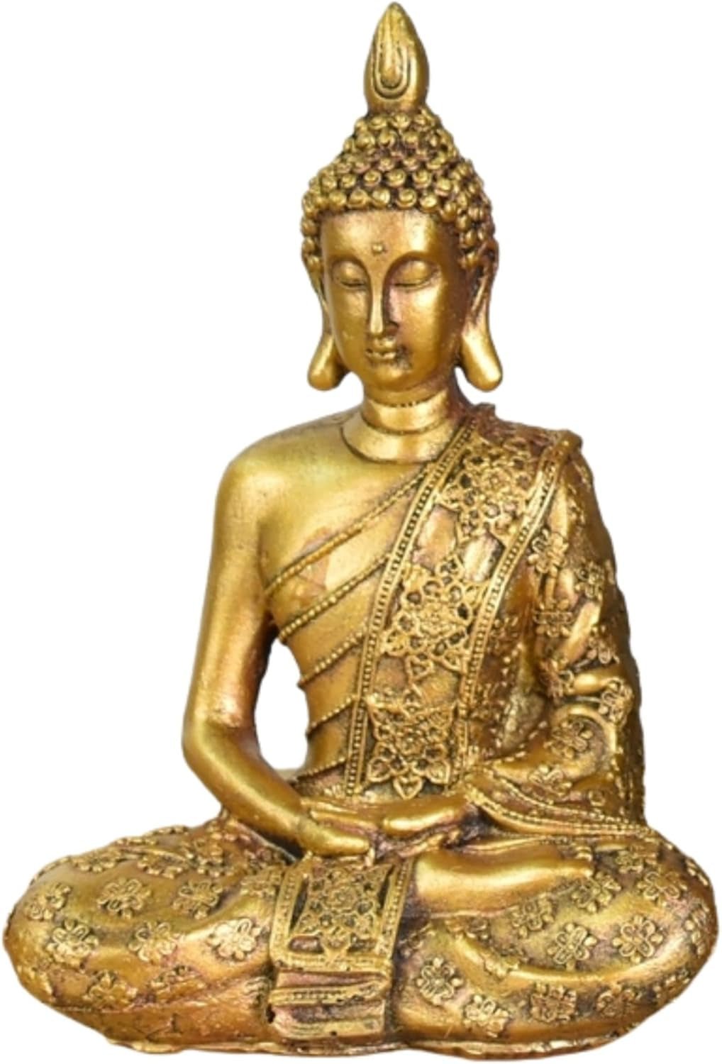 Zen'Light - Statuetă cu cap de Buddha Sanci - Decorațiune pentru Zen, meditație și feng shui - Cadou pentru o atmosferă relaxantă și spirituală - Statuie de Buddha - Înălțime: 18 cm - Culoare: auriu Statuete si sculpturi Naty Shop Titlu implicit
